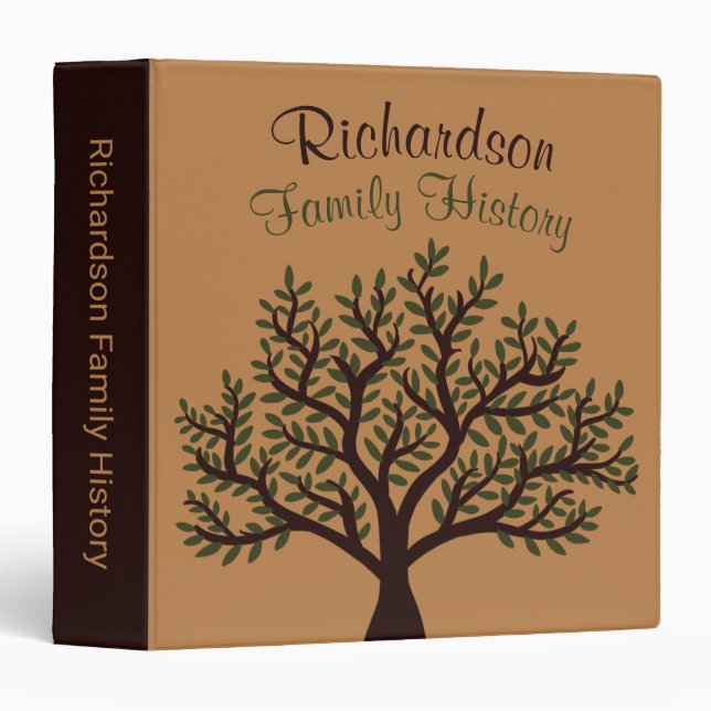 Green Leaf Genealogy Organization Family History 3 Ring Binder (Front/Spine)