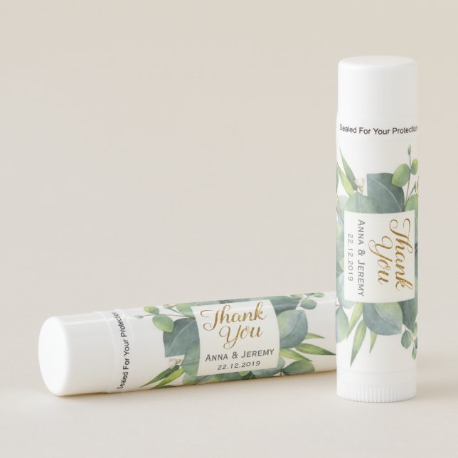 Green Leaf Gold Thank You Lip Balm (Front)