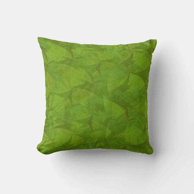 Green Leaf Green Abstract Art Pillow (Front)