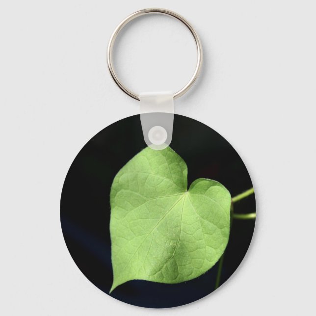 Green Leaf Heart Photo Basic Button Keaychain Keychain (Front)