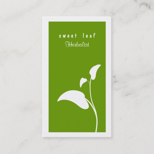 Customizable Green Leaf Herbalist  Business Card