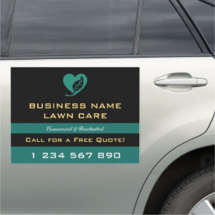 Green Leaf Landscaping Lawn Care Business Logo Car Magnet