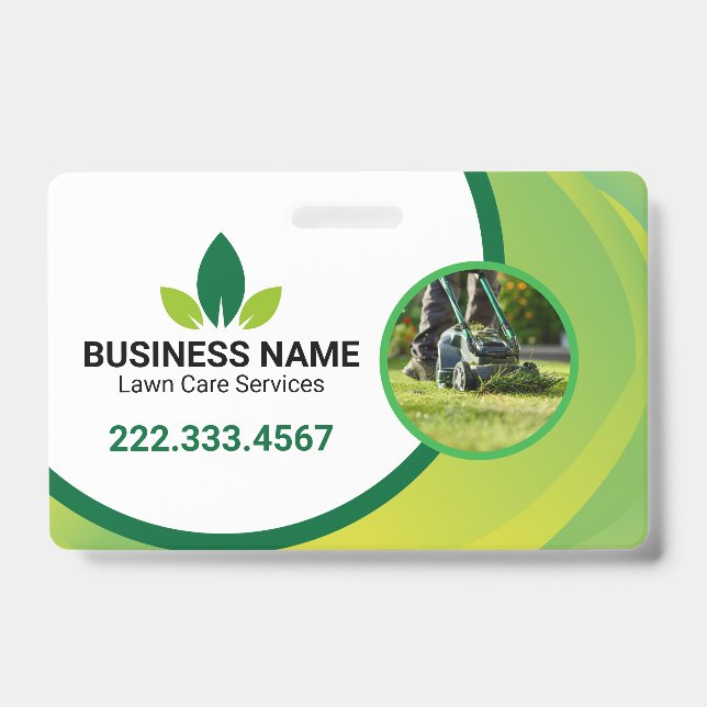 Green Leaf Lawn Care Logo Landscaping Badge (Front)