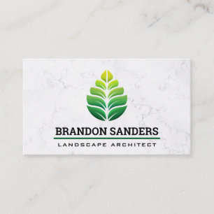 Green Leaf Logo Marble Business Card