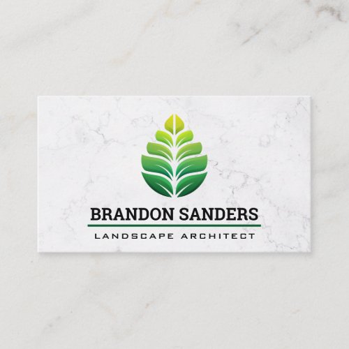 Green Leaf Logo  Marble Business Card