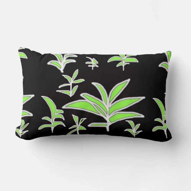 Green Leaf  Lumbar Pillow (Front)