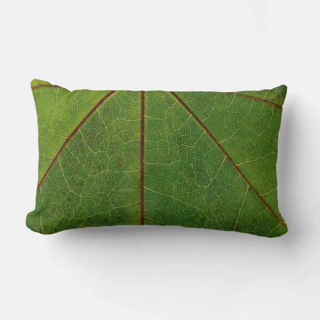 Green Leaf Lumbar Pillow (Front)