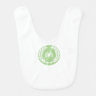Green Leaf Monogram Baby Bib