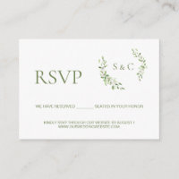 Green leaf Monogram Crest wedding website RSVP