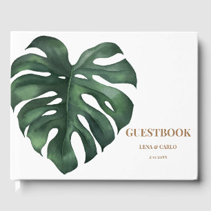 Green Leaf Monstera Wedding Guest Book