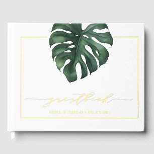 Green Leaf Monstera Wedding Guest Book