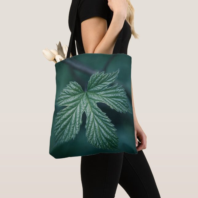Green Leaf Nature Photo Tote Bag (Close Up)