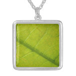 Green Leaf Nature Photography Silver Plated Necklace