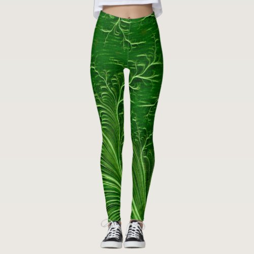 Green Leaf Nature Yoga Leggings