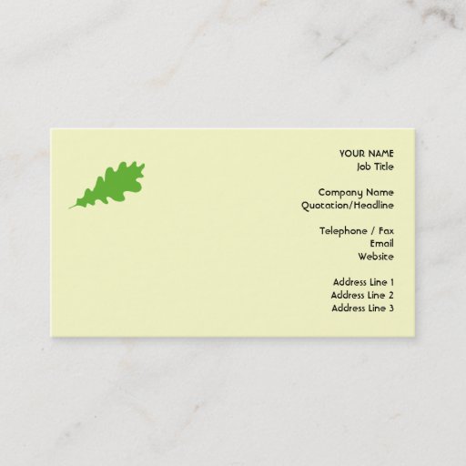 Customizable Green Leaf, Oak Tree leaf Design. Business Card Templates