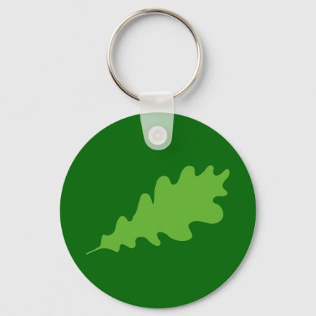 Green Leaf, Oak Tree Leaf Design. Keychain