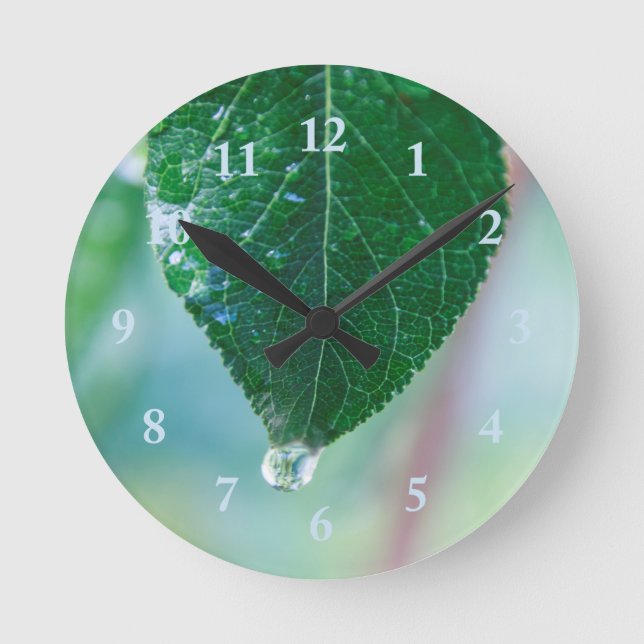 Green Leaf on Pastels Wall Clock (Front)