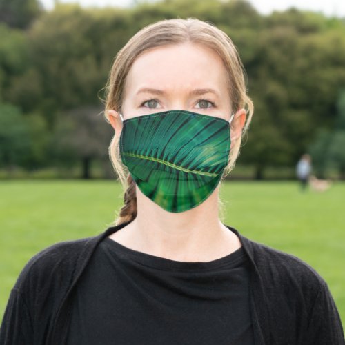 Green Leaf Palm Frond Tropical Nature Photo Adult Cloth Face Mask