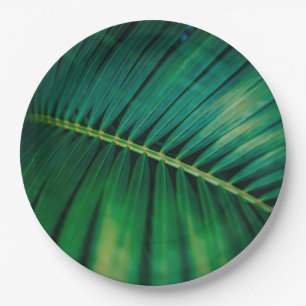 Green Leaf Palm Frond Tropical Nature Photo Paper Plates