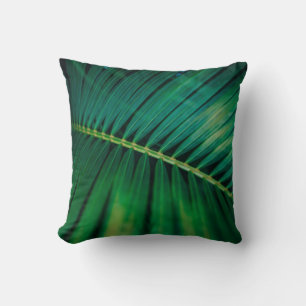 Green Leaf Palm Frond Tropical Nature Photo Throw Pillow