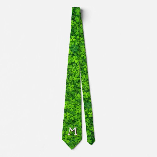 Green Leaf Party Tie with Monogram (Front)