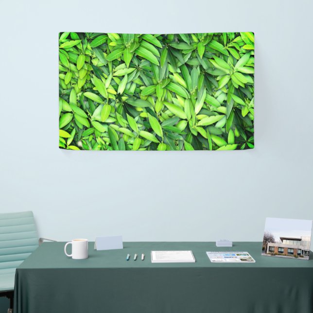 Green Leaf Pattern – Botanical Nature Art Banner (Tradeshow)