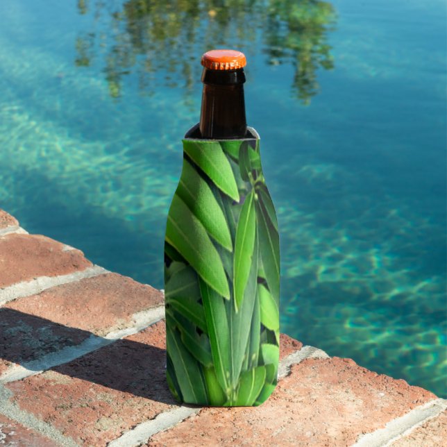 Green Leaf Pattern – Botanical Nature Art Bottle Cooler (In Situ Pool)