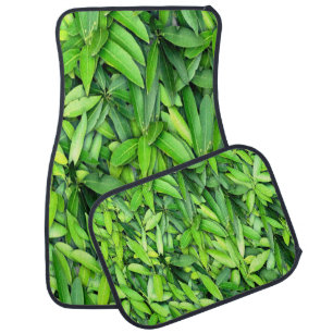 Green Leaf Pattern – Botanical Nature Art Car Floor Mat