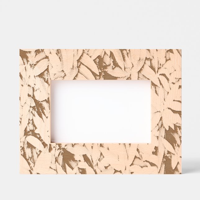 Green Leaf Pattern – Botanical Nature Art Engraved Frames (Front)