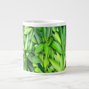 Green Leaf Pattern – Botanical Nature Art Giant Coffee Mug