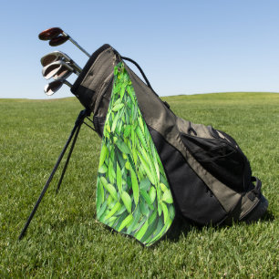 Green Leaf Pattern – Botanical Nature Art Golf Towel