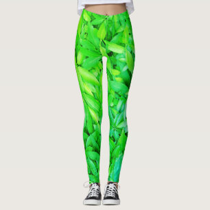 Green Leaf Pattern – Botanical Nature Art Leggings