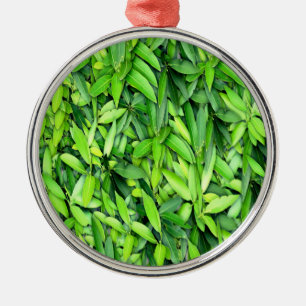Green Leaf Pattern – Botanical Nature Art Metal Ornament