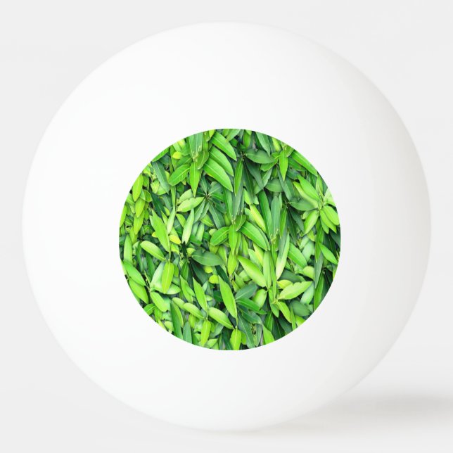 Green Leaf Pattern – Botanical Nature Art Ping Pong Ball (Front)