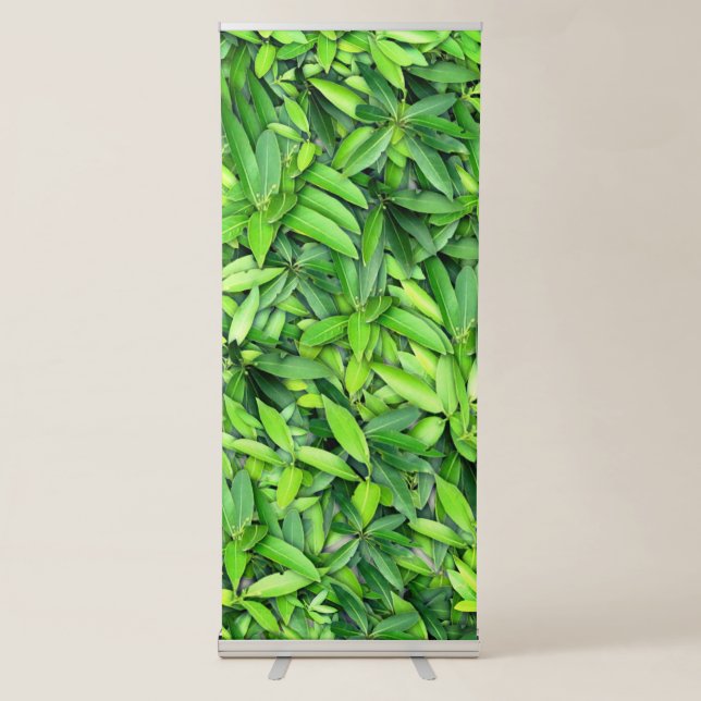 Green Leaf Pattern – Botanical Nature Art Retractable Banner (Front)