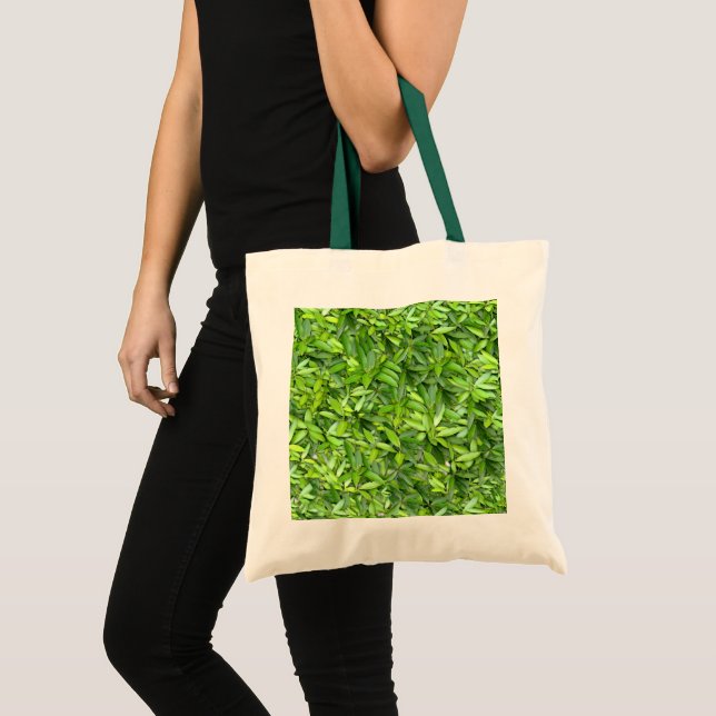 Green Leaf Pattern – Botanical Nature Art Tote Bag (Front (Product))