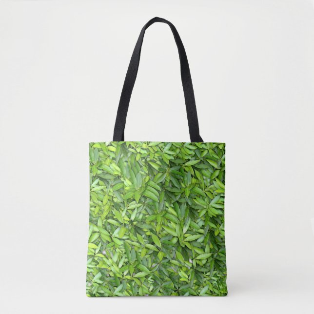 Green Leaf Pattern – Botanical Nature Art Tote Bag (Front)