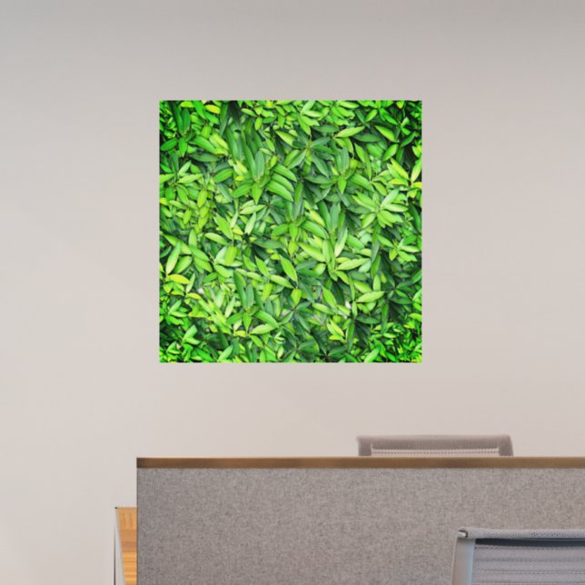 Green Leaf Pattern – Botanical Nature Art Wall Decal (Office)