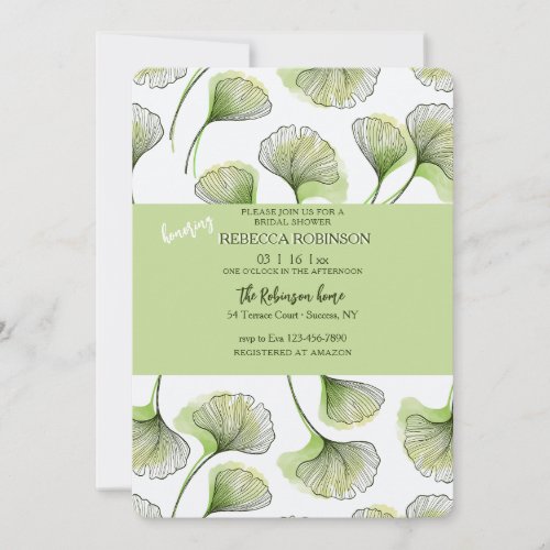 Green Leaf Pattern Invitation