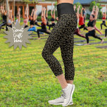 Green Leaf Pattern On Black Background Workout Capri Leggings<br><div class="desc">This nature style design features a green and beige branch and leaf pattern on a black background with black waist. A fun fashion for yoga, gym workouts, biking and other activewear activities. Nice for lounging too. It can also make a great gift idea for the active people in your life....</div>