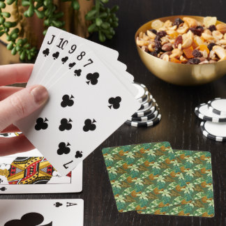 Green Leaf Pattern Poker Cards