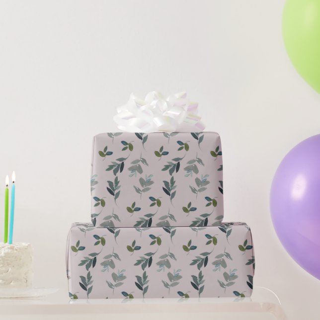 Green Leaf Pattern Watercolor Wrapping Paper (Party Gifts)