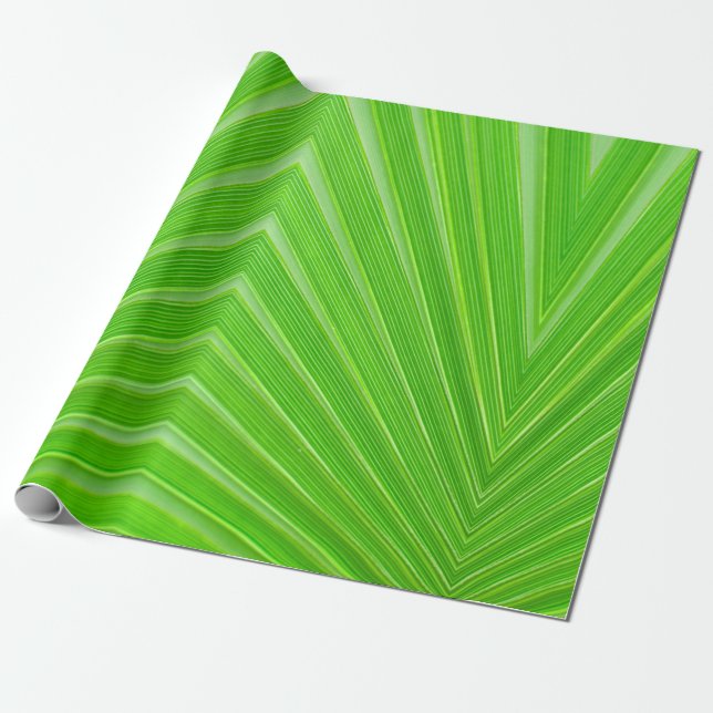 Green leaf pattern with "THINK GREEN" slogan Wrapping Paper (Unrolled)