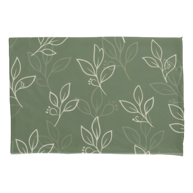 Green Leaf Pillowcase Set (Front-Left)