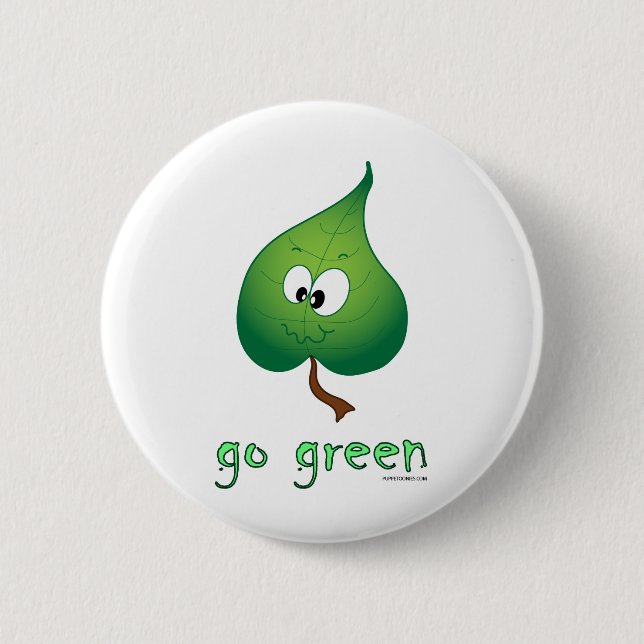 Green Leaf Pinback Button (Front)
