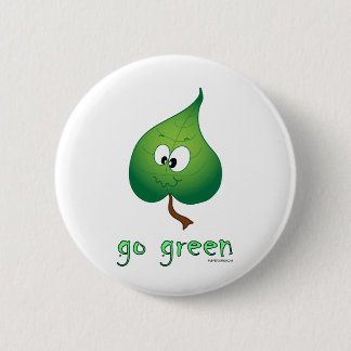 Green Leaf Pinback Button