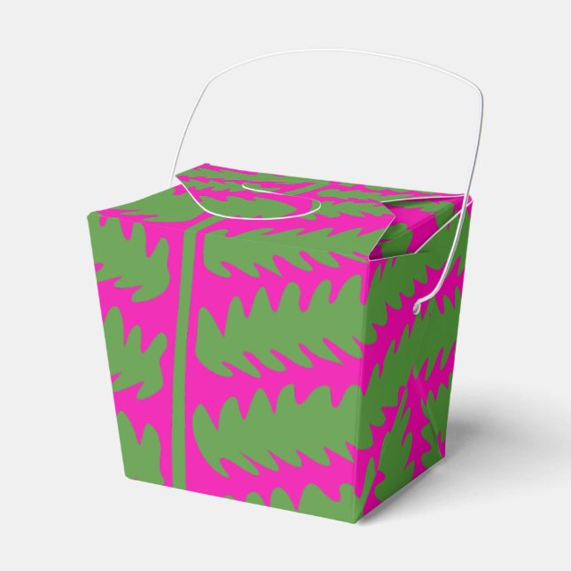 Green Leaf Pink Take Out Favor Box (Front Side)