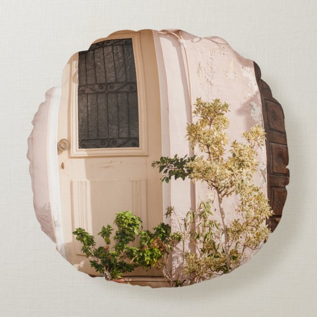 GREEN LEAF PLANTS ROUND PILLOW (Front)