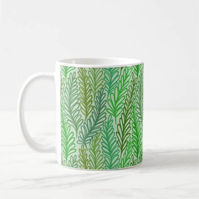 Green leaf print mug (Left)