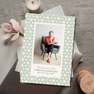 Green Leaf Print Photo Memorial Program